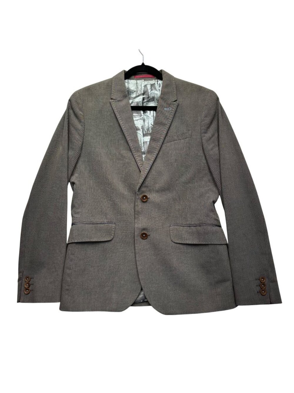 Ted Baker Mens Blazer Sport Jacket Size 2 (Small) Gray Cotton Preppy Office